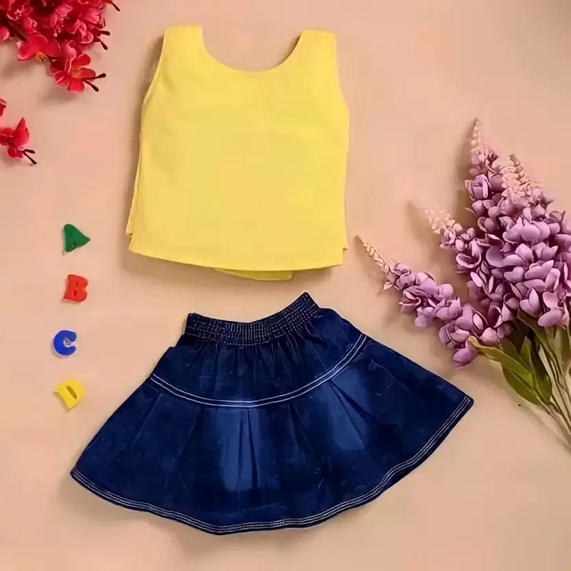 Baby Girls Party(Festive) Top Skirt  (yellow)