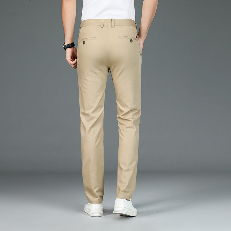 Summer Ice Silk Suit Pants Men's Casual Pants Straight Loose Business Pants Thin