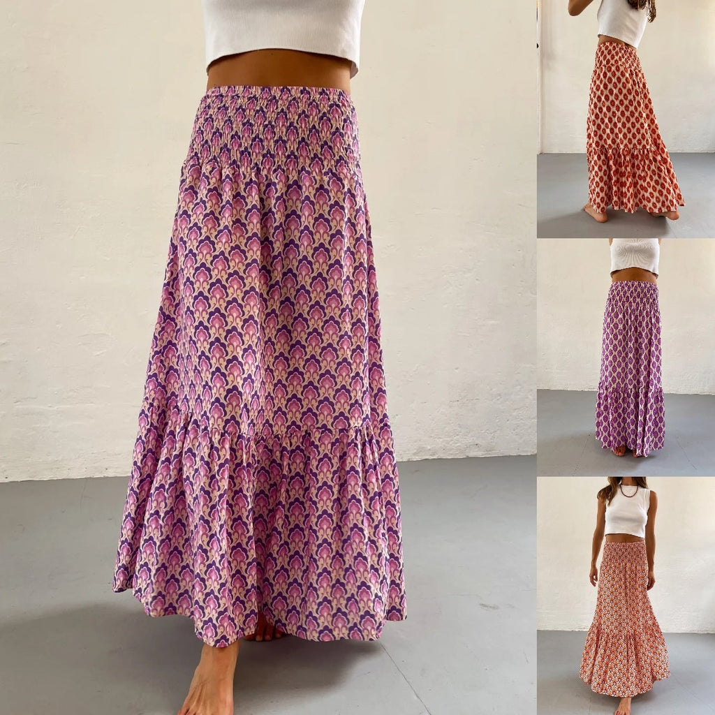 Summer Plant Flower  Pleated Skirt Female