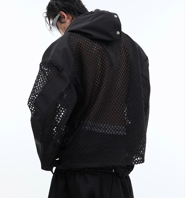 Niche Hollow Mesh Hooded Sweater