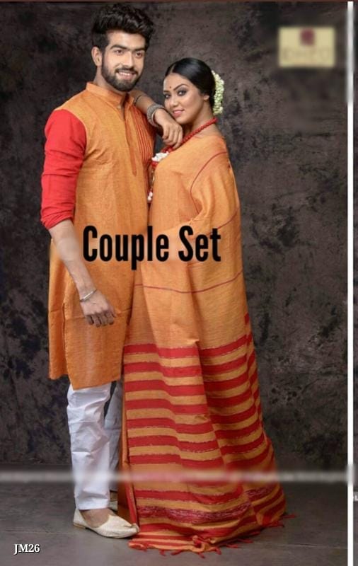 Pure Santiniketan Handloom Khadi Cotton Couple Combo Set  JM26