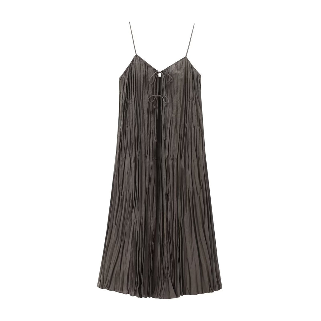 Summer  Women's Pleated Long Sling Dress