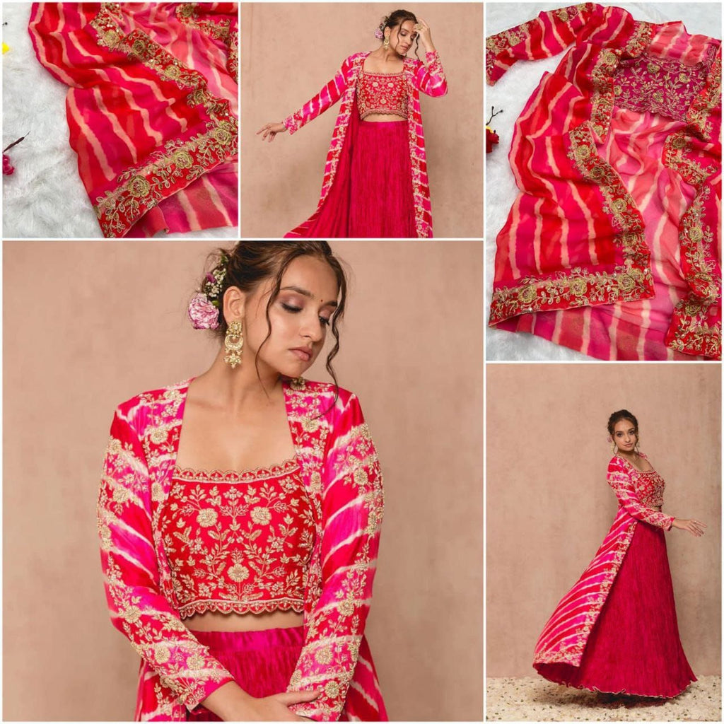 Super Trending Party Wear Shrug Lehenga | Georgette Fabric with Sequence Embroidery & Silk Inner