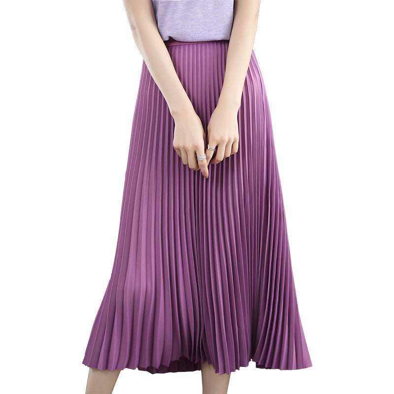 Pleated Skirt Mid-length Skirt Fashionable All-match High Waist Loose Thin Bottoming Skirt