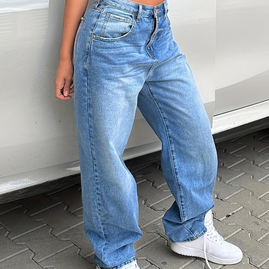Low Waist  Straight Loose Denim Trousers