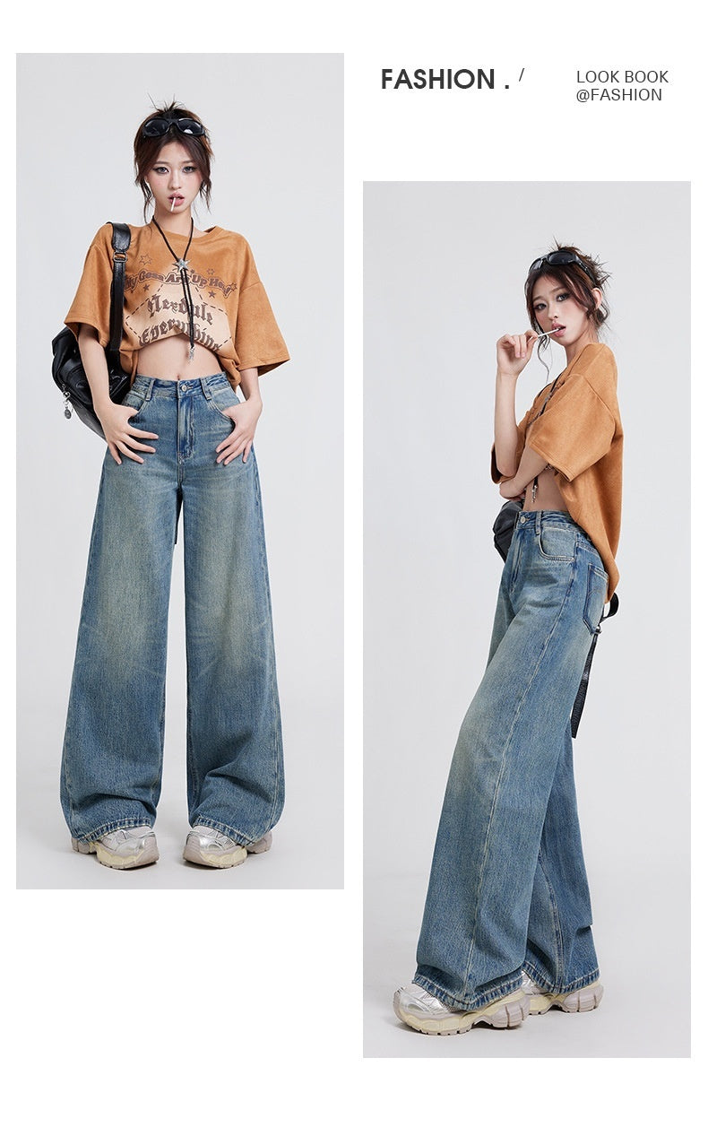 Wide Leg Jeans Women's High Waist Baggy Straight Trousers