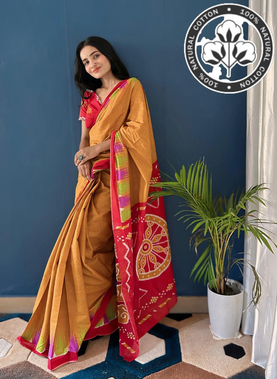 Women's er Pure Cotton Jaipur Hand Block Print Saree 1481