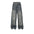 Zipper Pleated Deconstructed Stitching Edging Jeans Straight-leg Trousers