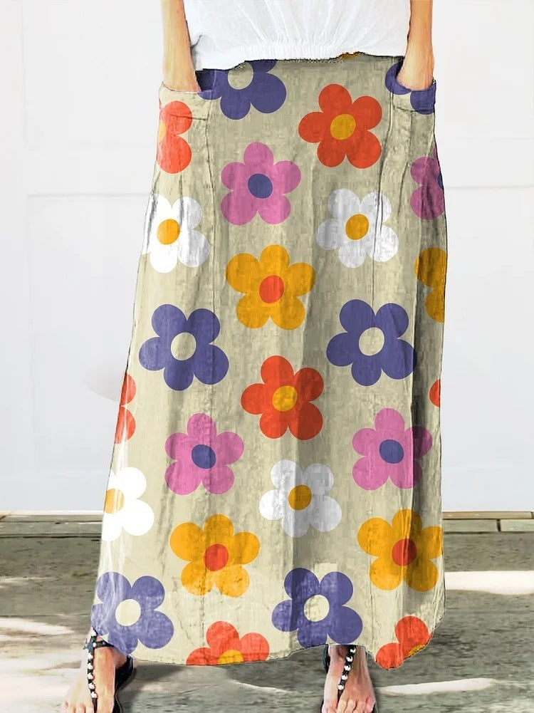 Women's Retro Art Pocket Skirt