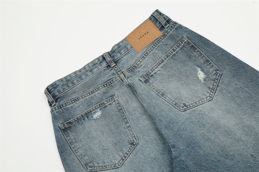 Washed And Frayed Jeans Men's Street Tide Brand