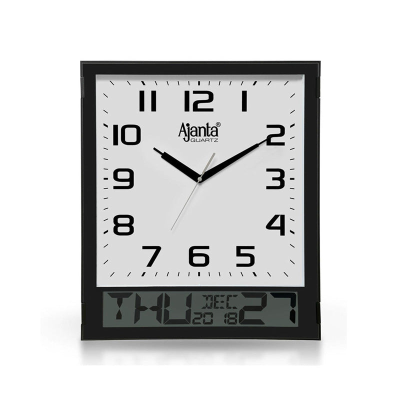 Ajanta Wall Clock – Calendar Clock – Basic Analog and Multi-Function Digital LCD Display Clock – 2817-B – Black