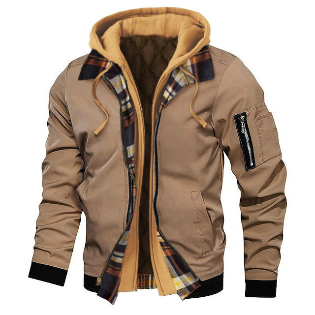 Autumn And Winter Thick Plus Size Men's Solid Color Hooded Jacket