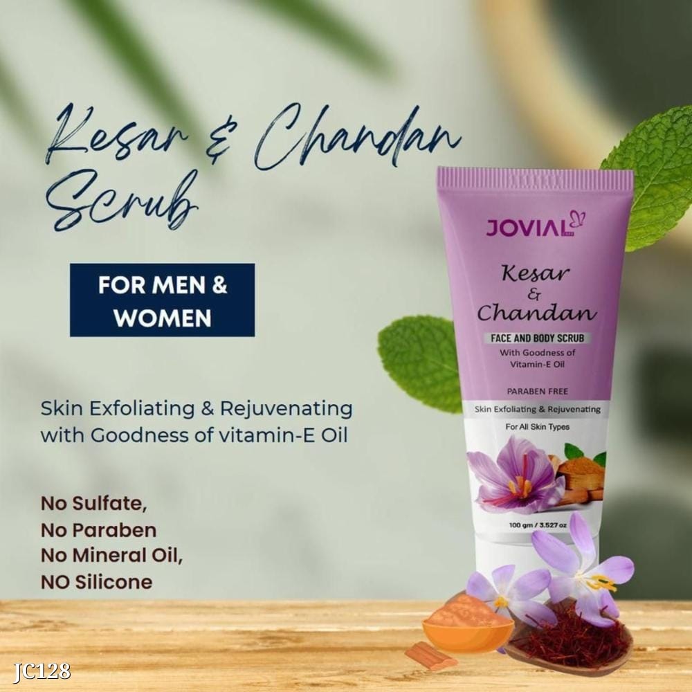 Kesar Chandan Face and Body Scrub for Radiant Skin | Jovial Care Pack of 2 (100gm Each)