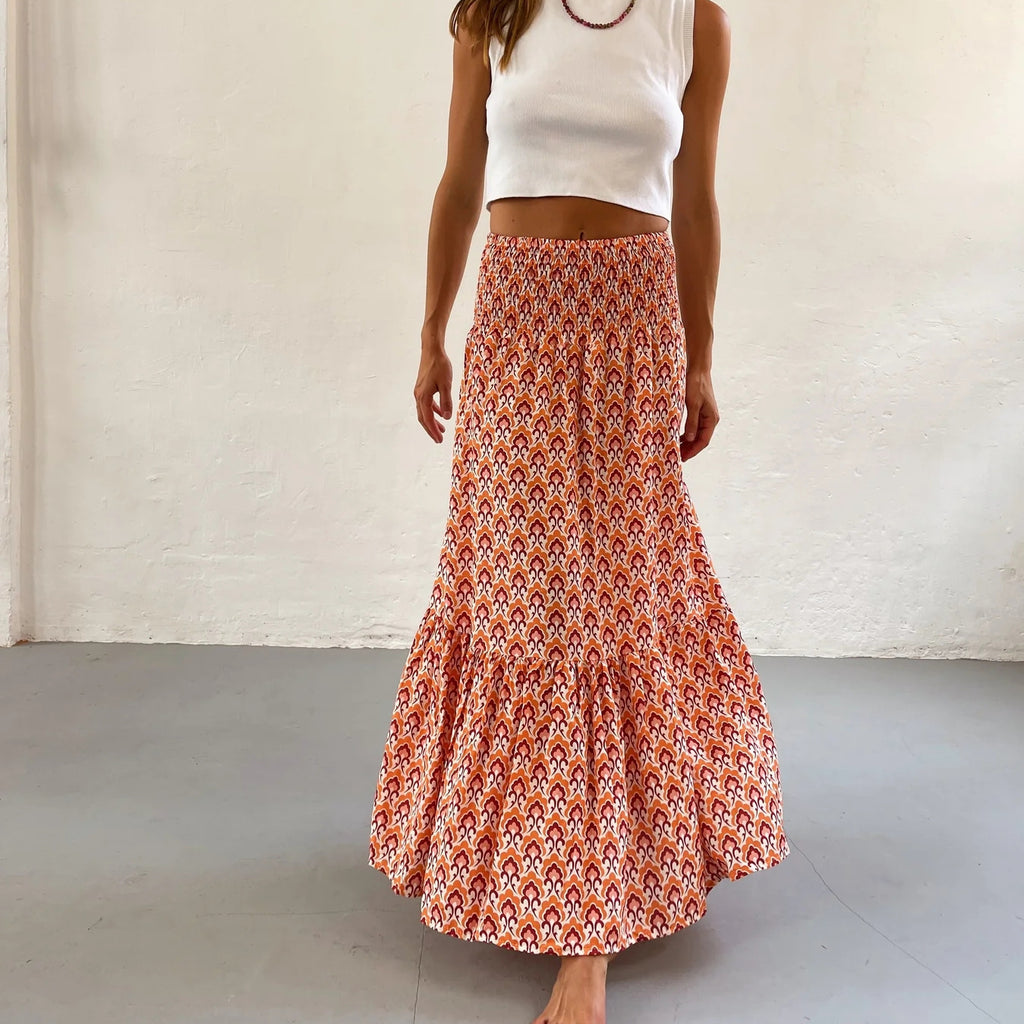 Summer Plant Flower  Pleated Skirt Female