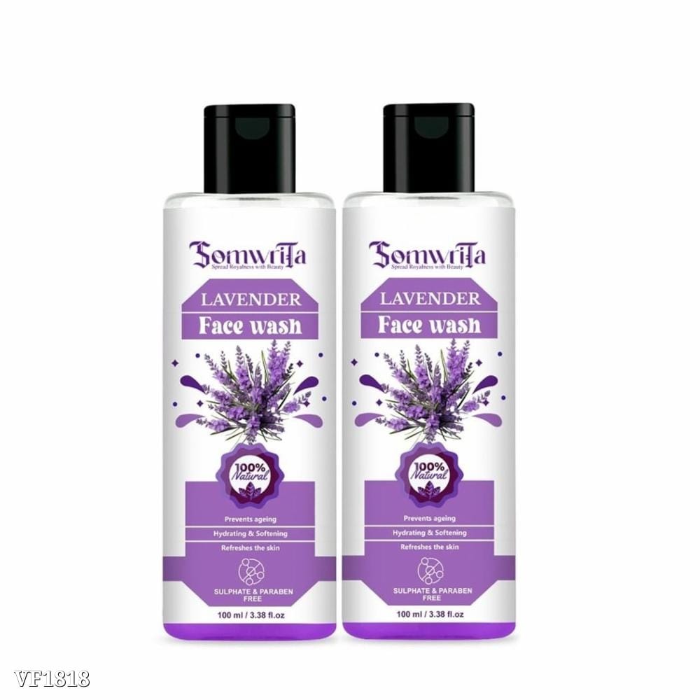 Somwrita's Naturals Purifying Lavender Face Wash (100 ml, Pack of 2) | Enriched with Niacinamide & Pearl1