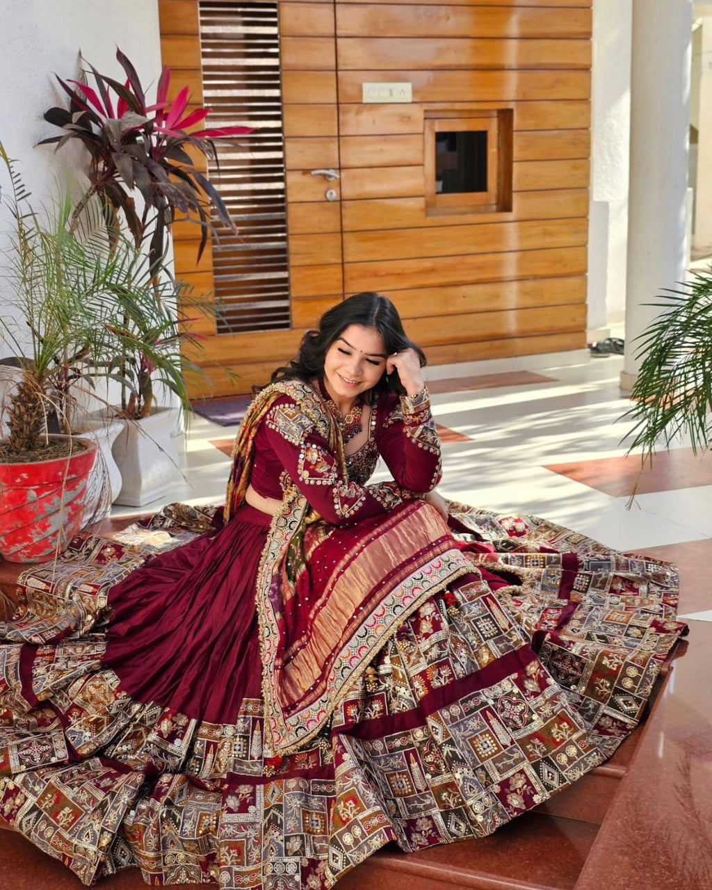 Navratri Special er Printed Lehenga Choli with Real glass Work - ALC 70