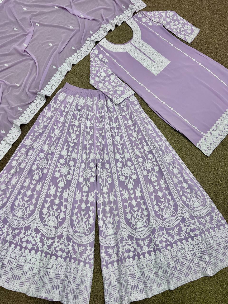 stylish Heavy Embroidery Strap Stitched Work Top - Palazzo with Dupatta