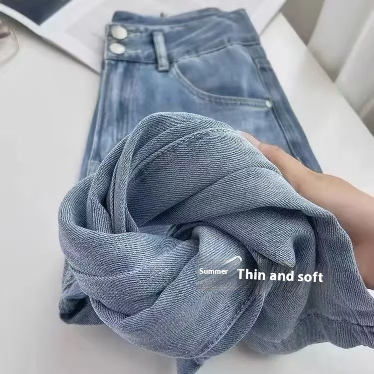 High Waist Drooping Thin Straight Pants