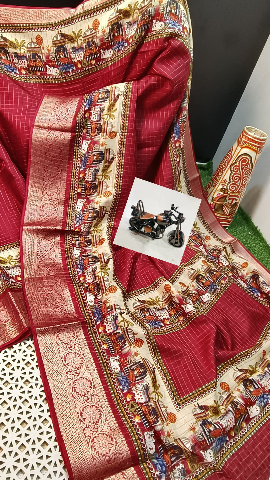 Uniform Special Dola Silk Saree with Antique Jari Chex  & Jacquard Border | Super Hit Collection 02