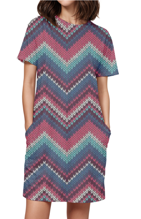 Female AOP Tees Dress - Stylish All Over Print Tees Dress for Women