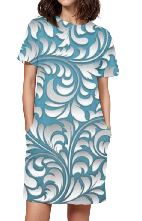 Female AOP Tees Dress - Stylish All Over Print Tees Dress for Women