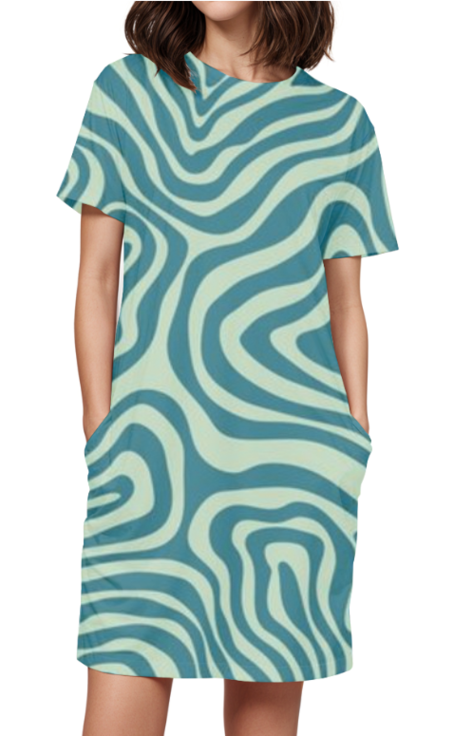 Female AOP Tees Dress - Stylish All Over Print Tees Dress for Women