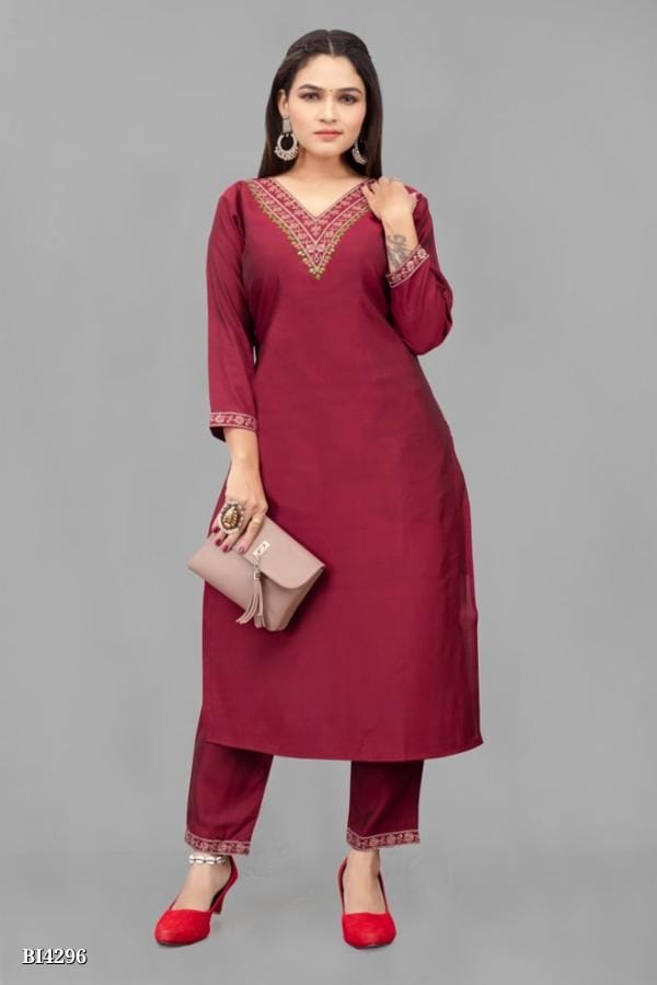 Asteyam Modal Chanderi Roman Silk Kurti with Lace - Premium Indian Ethnic Wear