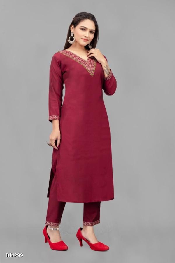 Asteyam Modal Chanderi Roman Silk Kurti with Lace - Premium Indian Ethnic Wear