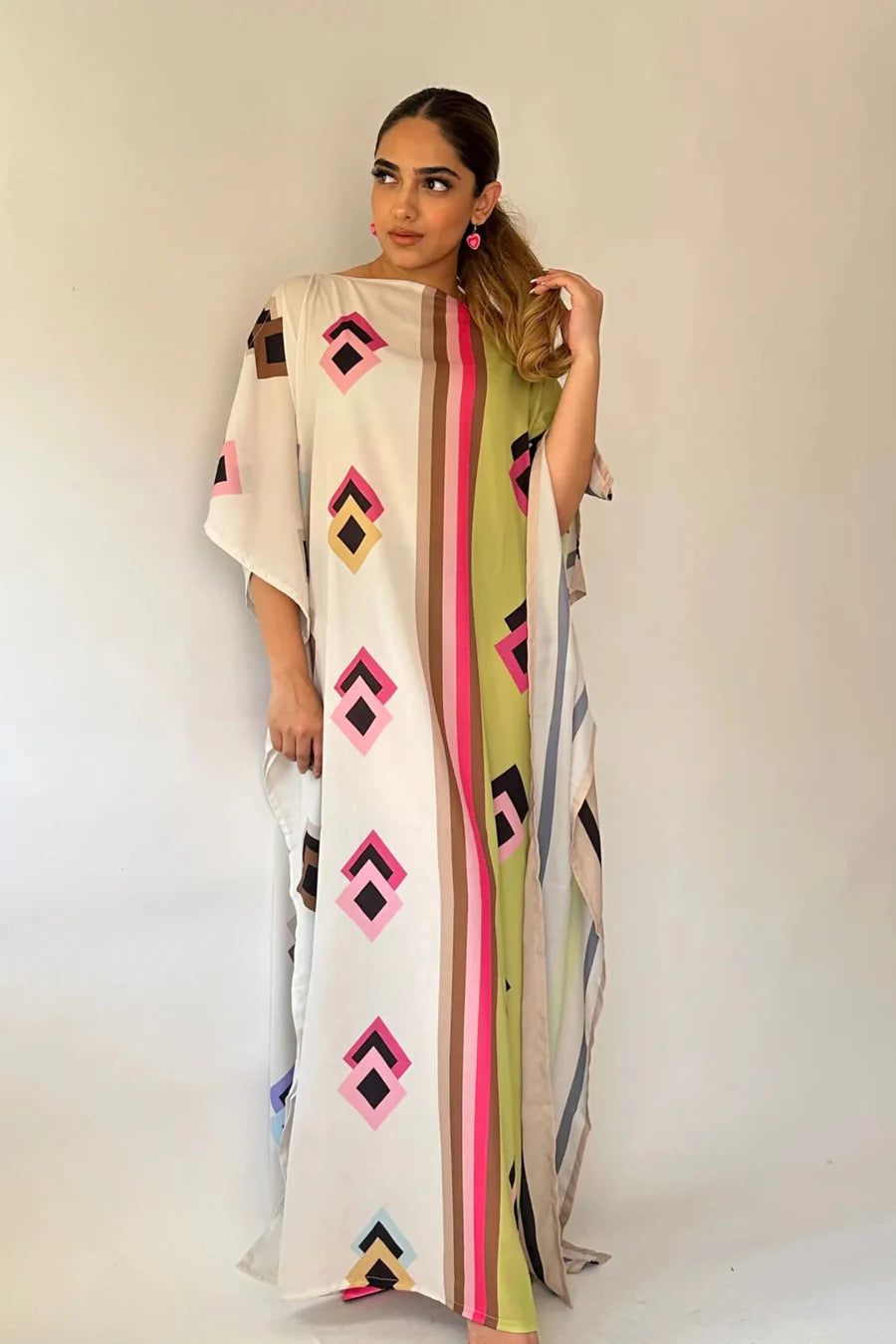 Authentic Boat Neck Softy Silk Kaftans, Luxurious Comfort & Style