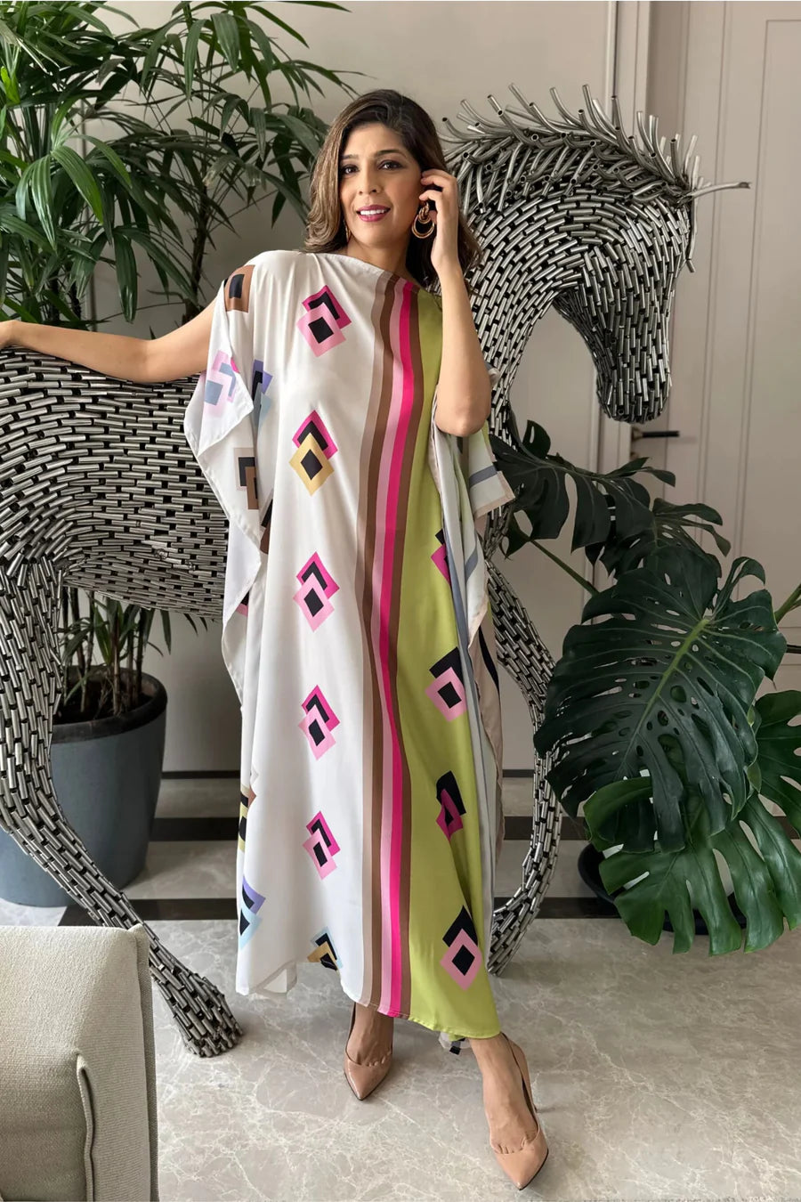 Authentic Boat Neck Softy Silk Kaftans, Luxurious Comfort & Style