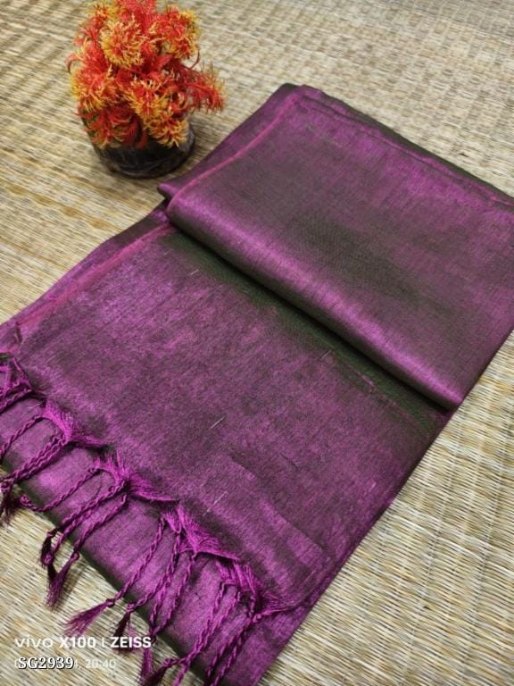 Tissu Cotton Saree with Zari Work – Pure Cotton, 6.3 Meters Including Blouse Piece  Code 04