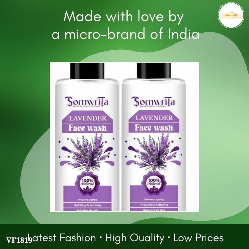 Somwrita's Naturals Purifying Lavender Face Wash (100 ml, Pack of 2) | Enriched with Niacinamide & Pearl1