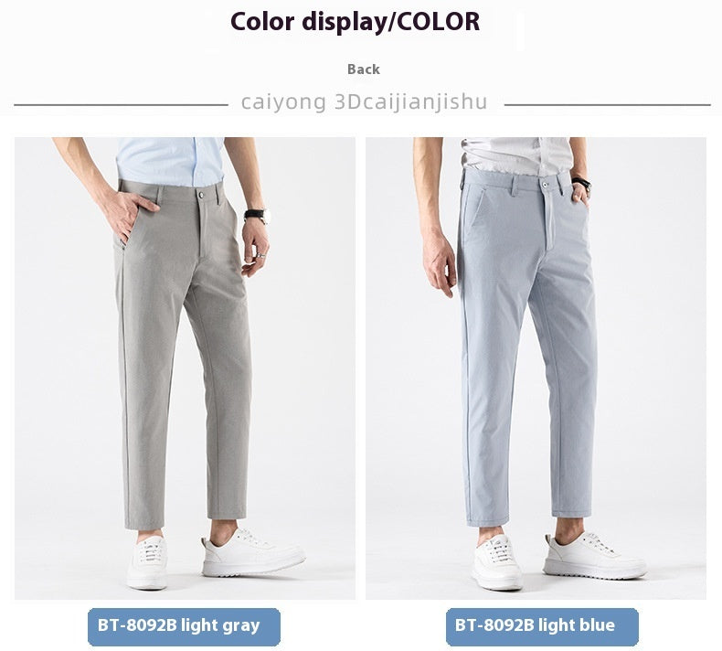 Casual Cropped Pants Men's Spring And Autumn Slim Fit Skinny Business Men's Suit Pants Korean Fashion