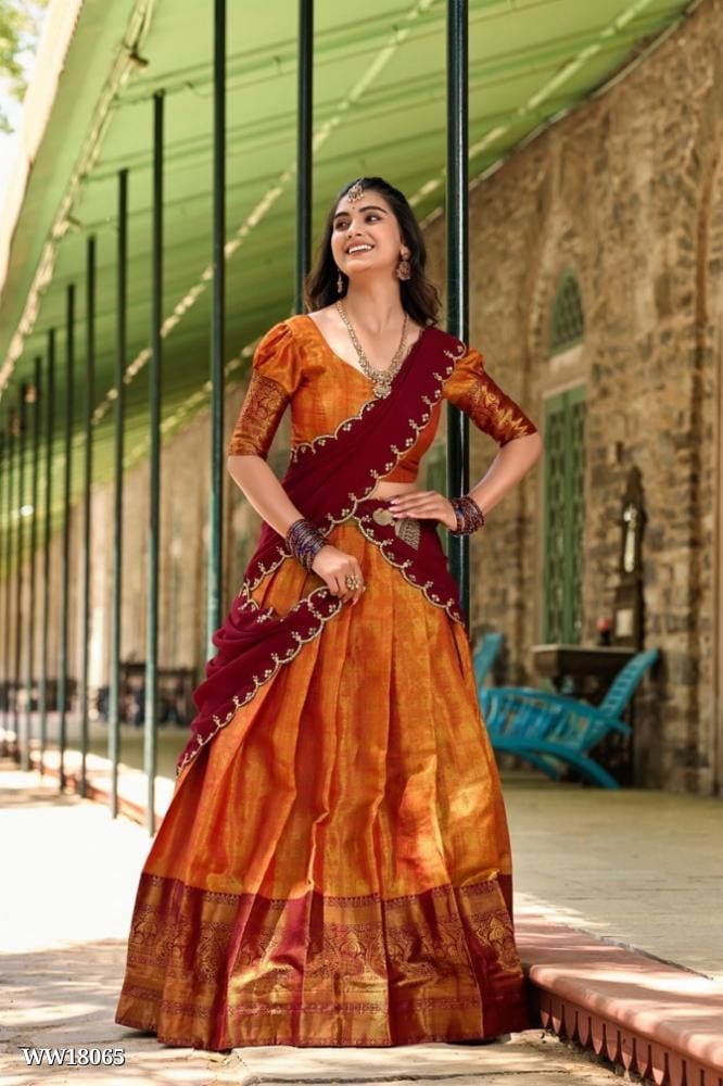 Luxurious Kanjivaram Silk Lehenga Choli with Elegant Embroidery Work