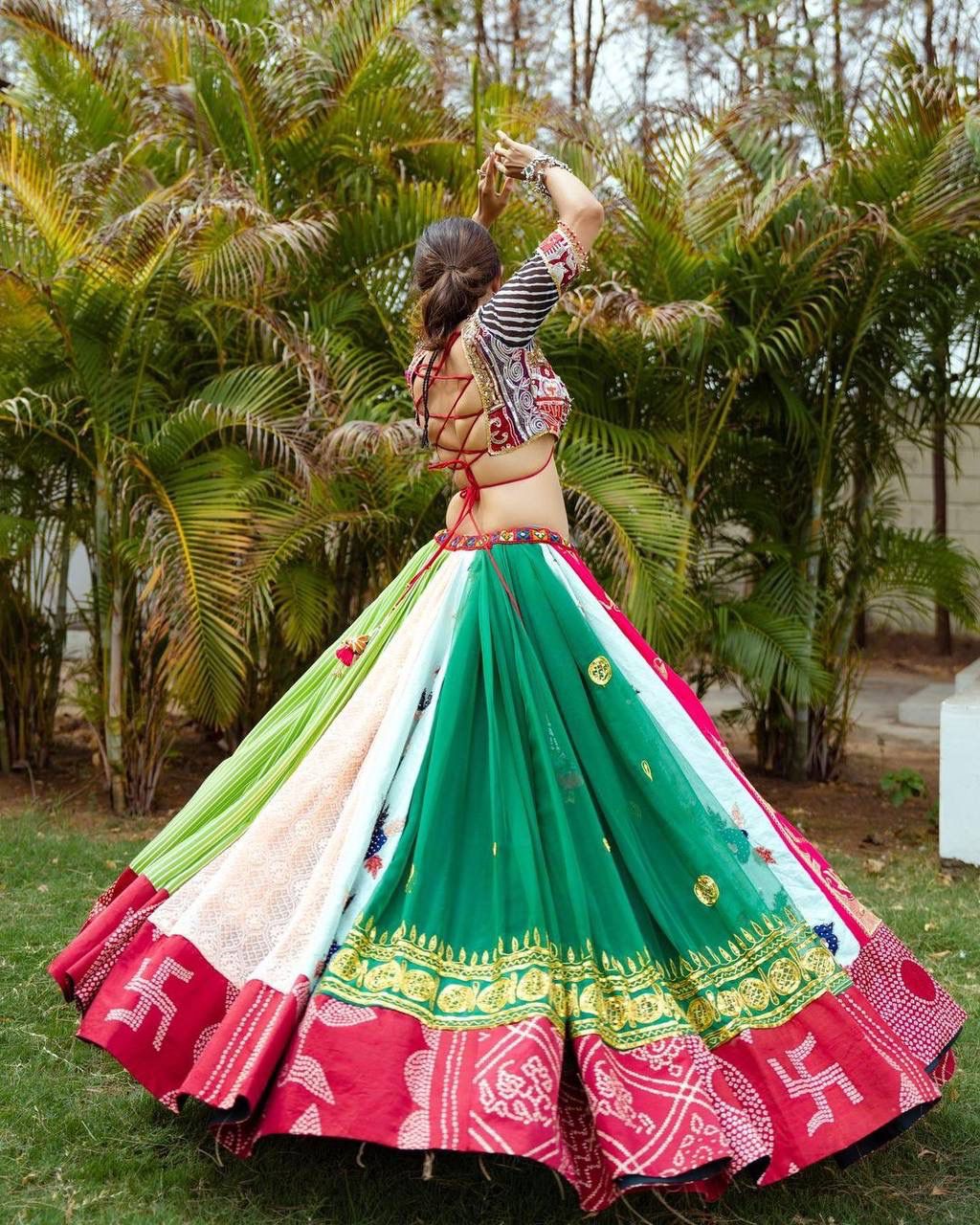 Navratri Special er Printed Lehenga Choli with Real glass Work - ALC 36