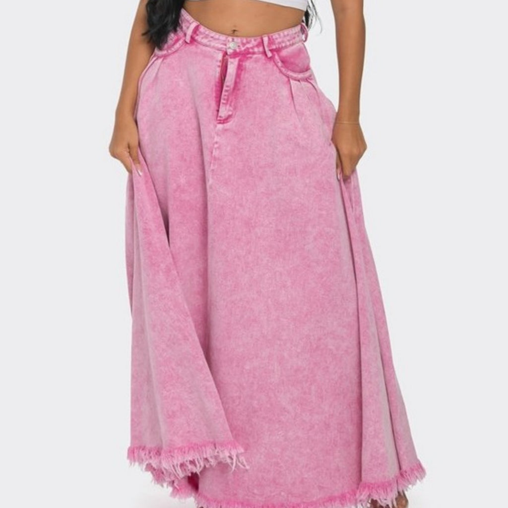 Heavy Industry Washing Water Denim Long Skirt Personality