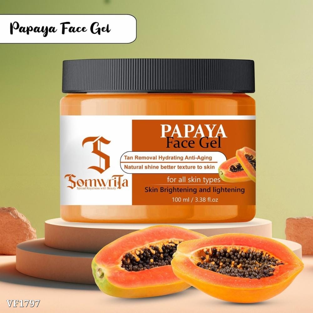 Somwrita Papaya Face Gel for Glowing & Smoothing Skin | Hydrating Face Gel for All Skin Types | 100ml (Pack of 1)