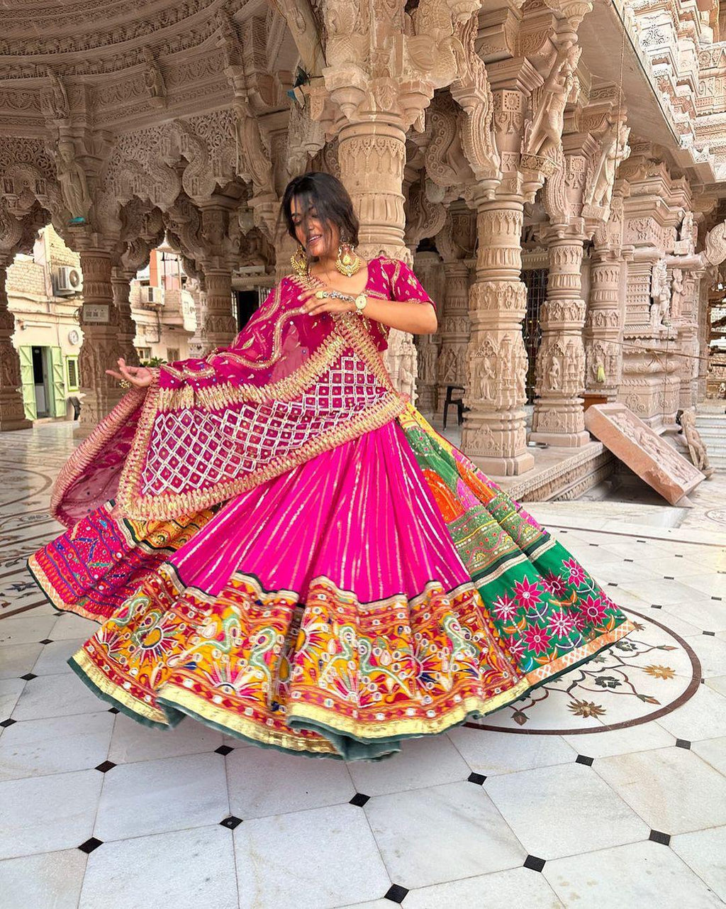Navratri Special er Printed Lehenga Choli with Real glass Work - ALC 63