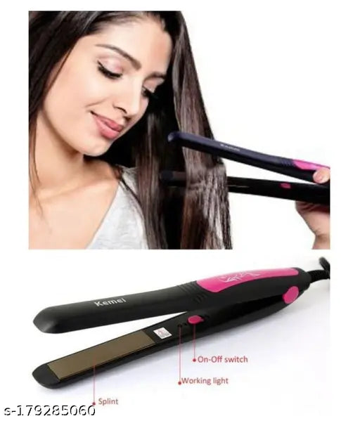 Wide Plate hair straightener With Adjustable temperature KM-328-28 (Multicolor)