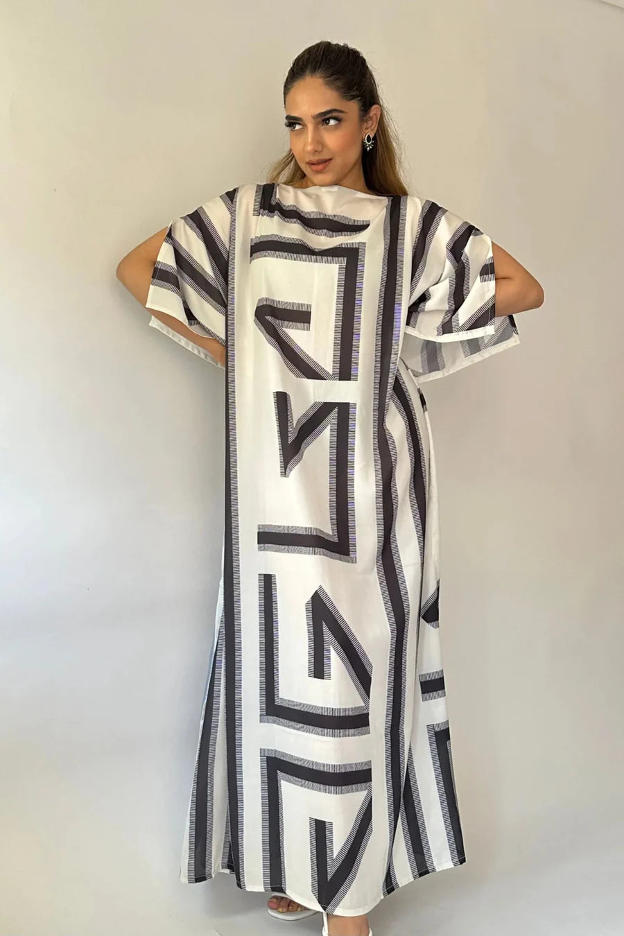 Authentic Boat Neck Softy Silk Kaftans, Luxurious Comfort & Style Gown