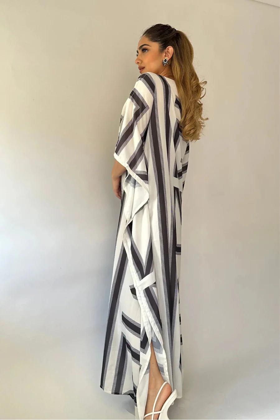 Authentic Boat Neck Softy Silk Kaftans, Luxurious Comfort & Style Gown