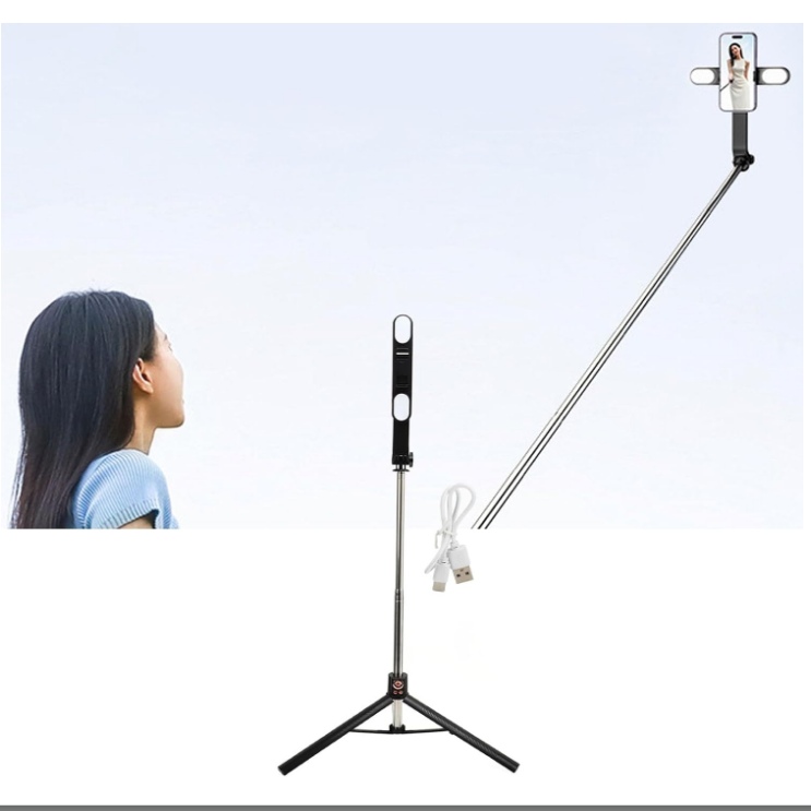 Cell Phone Selfie Stick Tripod, Smartphone Selfie Stick Tripod 2.2M Extendable Phone Bluetooth Tripod with 2 Fill Light Remote Control - swiftshopr.com