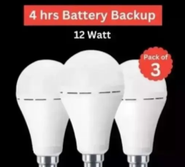 12 Watt Inverter Bulb Ac Dc Led Bulb | Rechargeable Emergency Light B22 CAP(Pack of 3): Quality tested