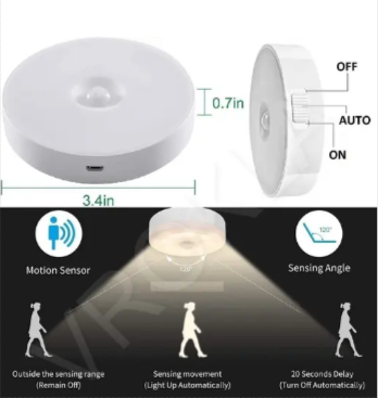 Motion Sensor Light for Home with USB Charging Wireless Self Adhesive LED Nightlight Rechargeable Body Sensor Wall Light