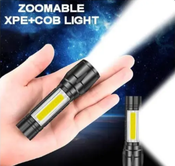 Mini Rechargeable Pocket Light Zoom COB USB Charging Led Water Proof DP Torch (Black, 9 cm, Rechargeable)Flash Lights