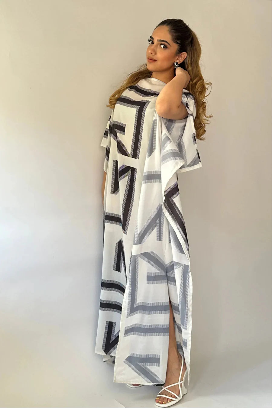 Authentic Boat Neck Softy Silk Kaftans, Luxurious Comfort & Style Gown