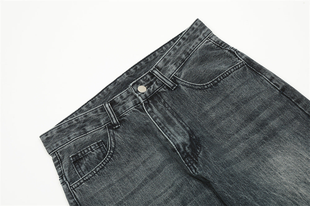 Men's Marble Pattern Washed And Worn Jeans