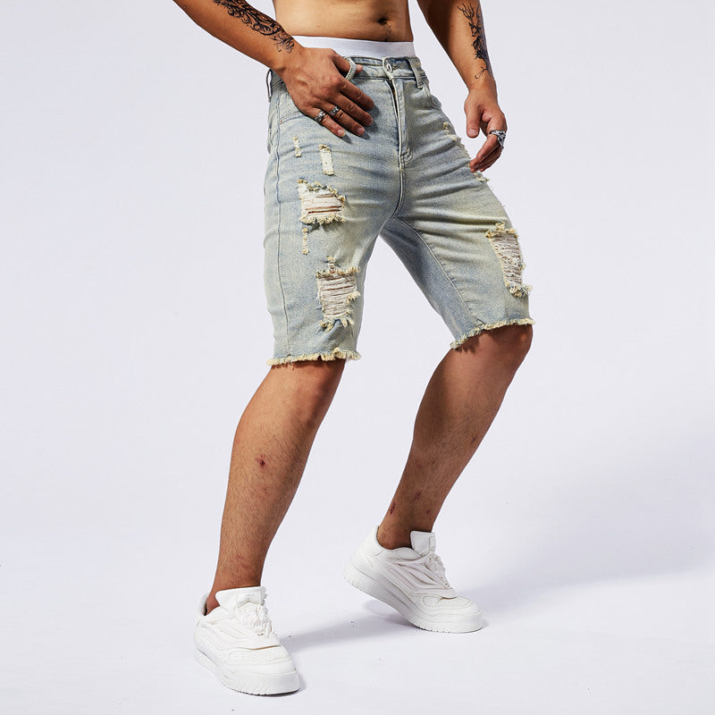 Leisure Ripped Slim Fit Denim Shorts