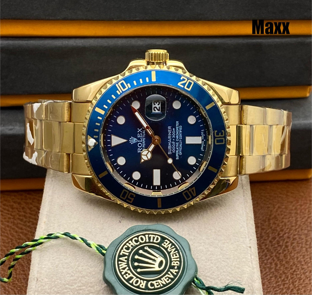 Rolex Submariner Watch for Men - Automatic with Date Function (Blue Gold )