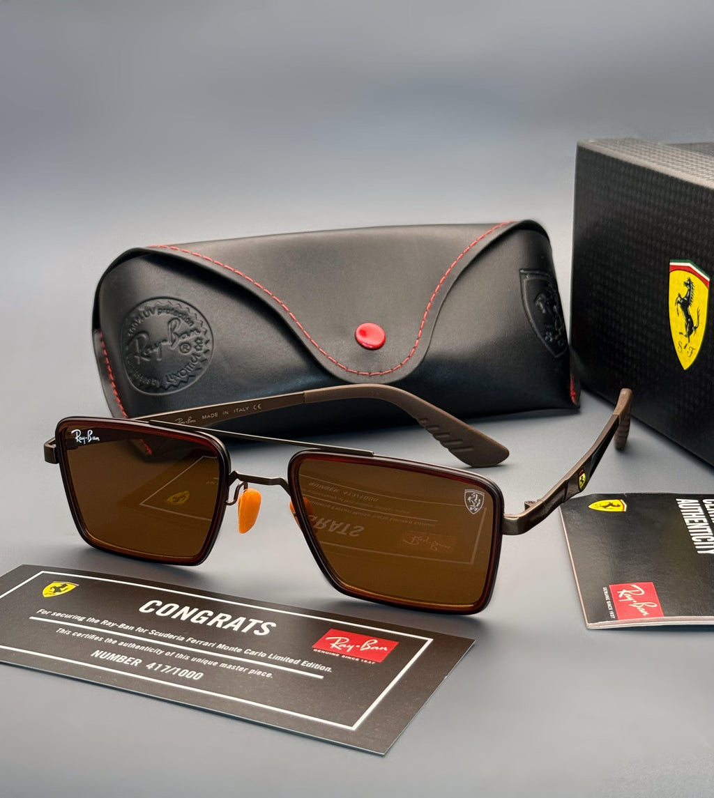 Premium Ray-Ban x Ferrari Edition – 7A Quality | UV Protection Brown